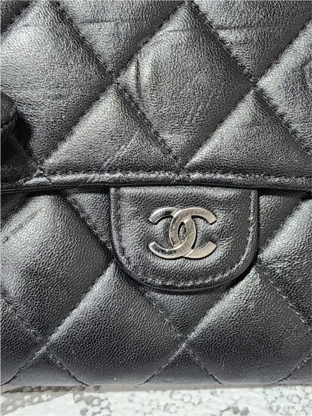 CHANEL Lambskin Quilted Large Flap Wallet Black